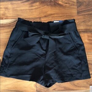 Black Paperbag Women's Shorts with Bow Detail